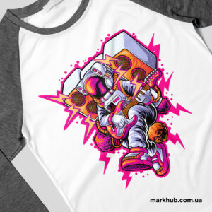 Футуристический реглан с неповторимым дизайном космического ковбоя, создающий атмосферу далеких галактик и свободы музыки - печать на регланах