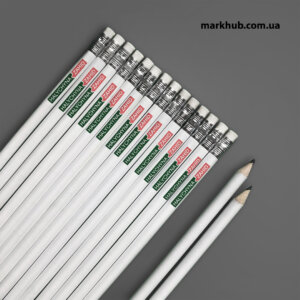 Белые карандаши с нанесенным изображением: персонализированный брендинг для компании 