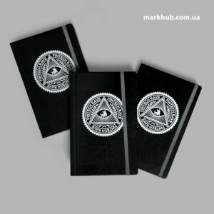 Черные блокноты с белым логотипом Fintech Rave